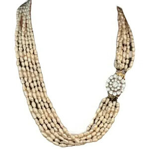 Rare Vintage Baroque pearl necklace with brooch closure